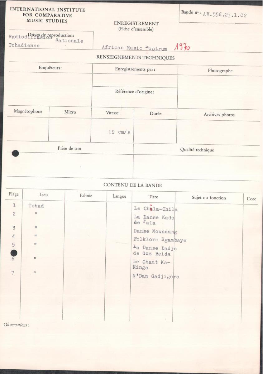 African Music Rostrum 1970