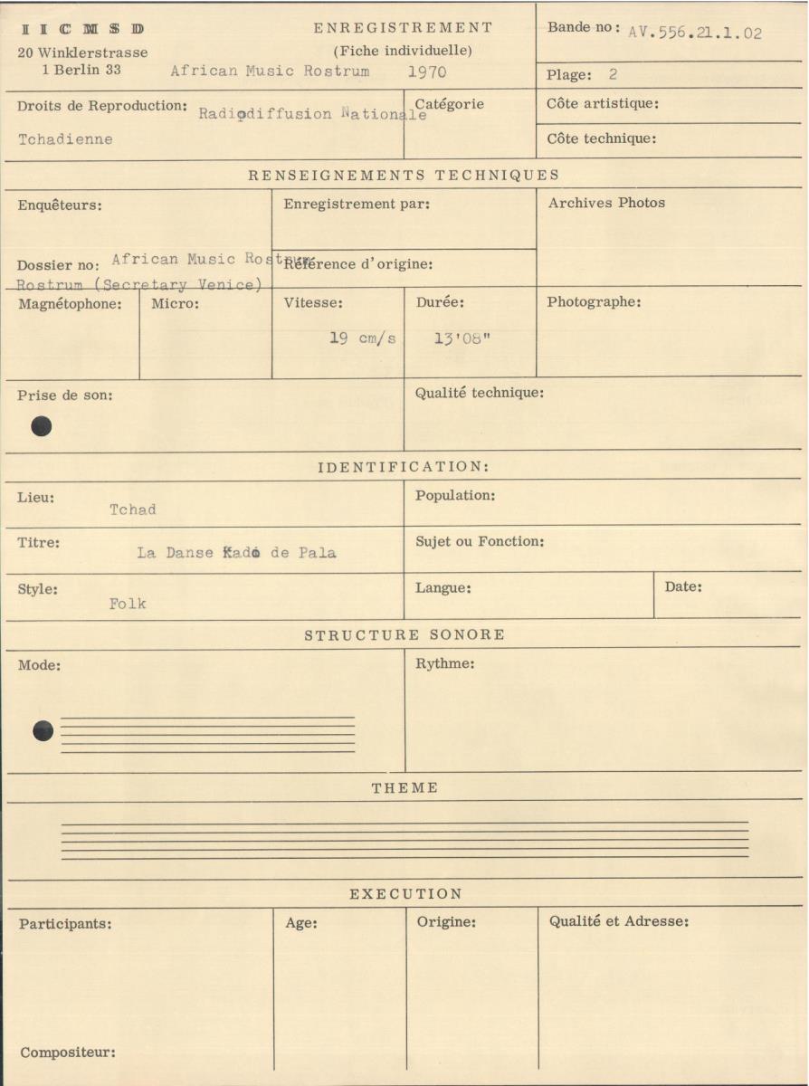 African Music Rostrum 1970