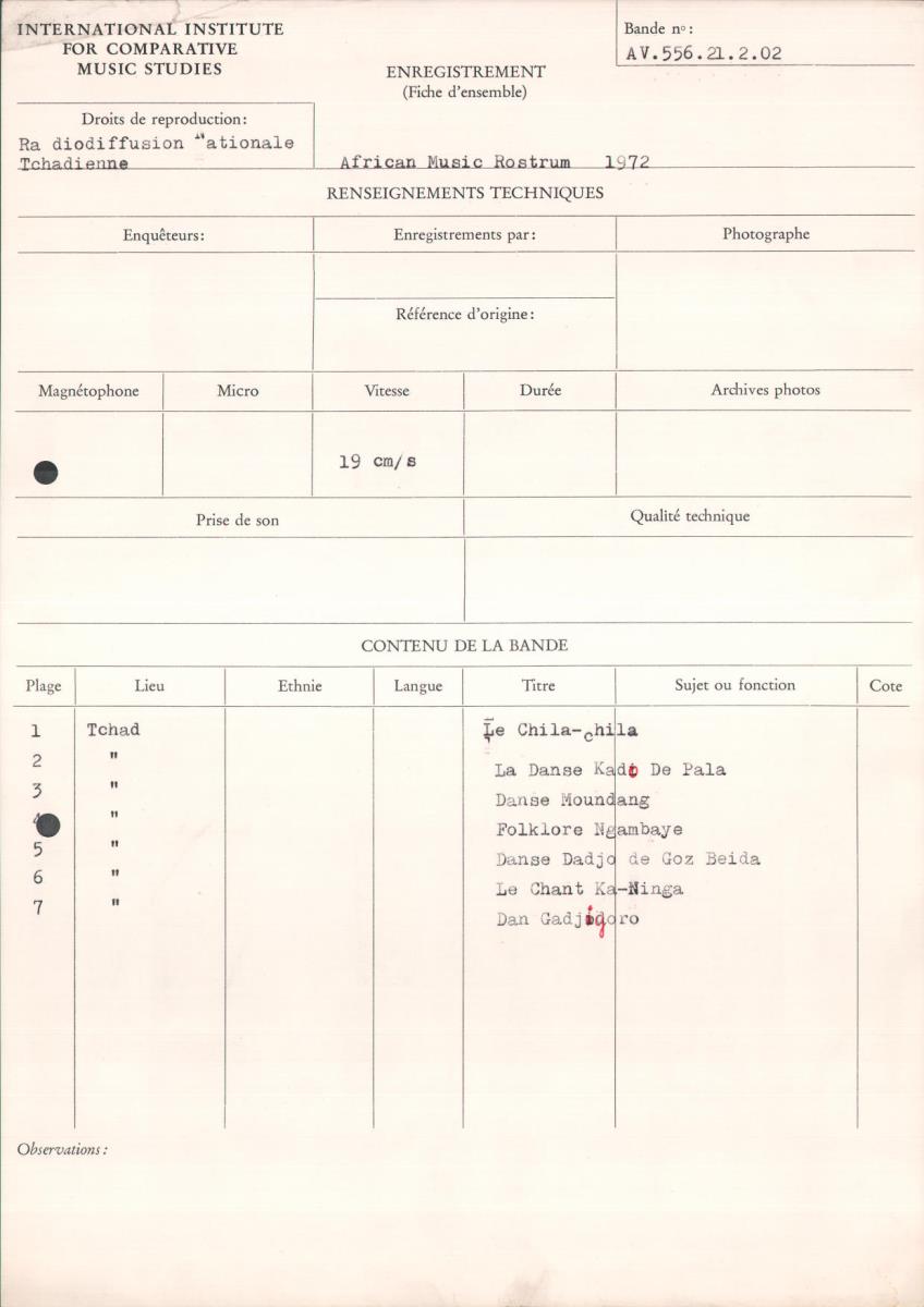 African Music Rostrum 1972