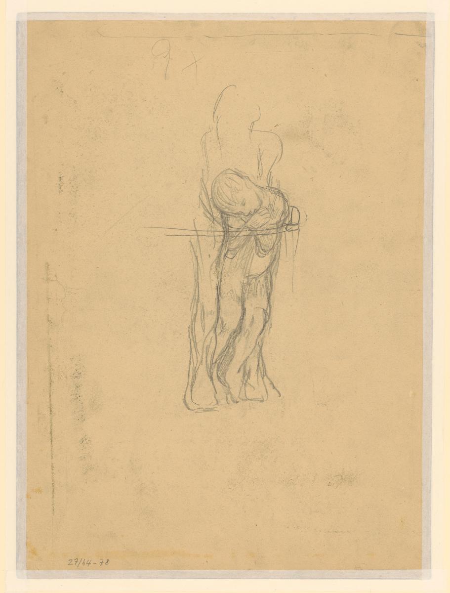 Zusammengesunkener gefesselter Junge (Detailstudie zur Radierung "Die Gefangenen")
