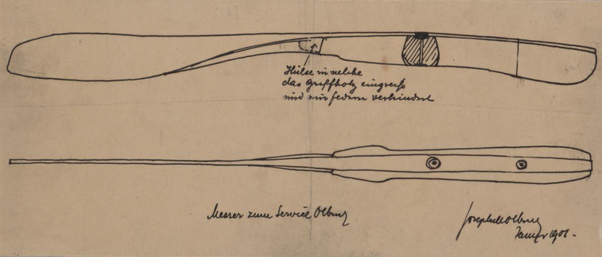 Messer, Ansicht und Seitenansicht