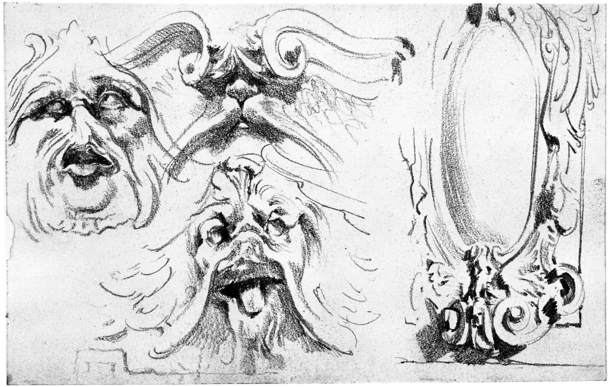 Barockmasken und Kartusche