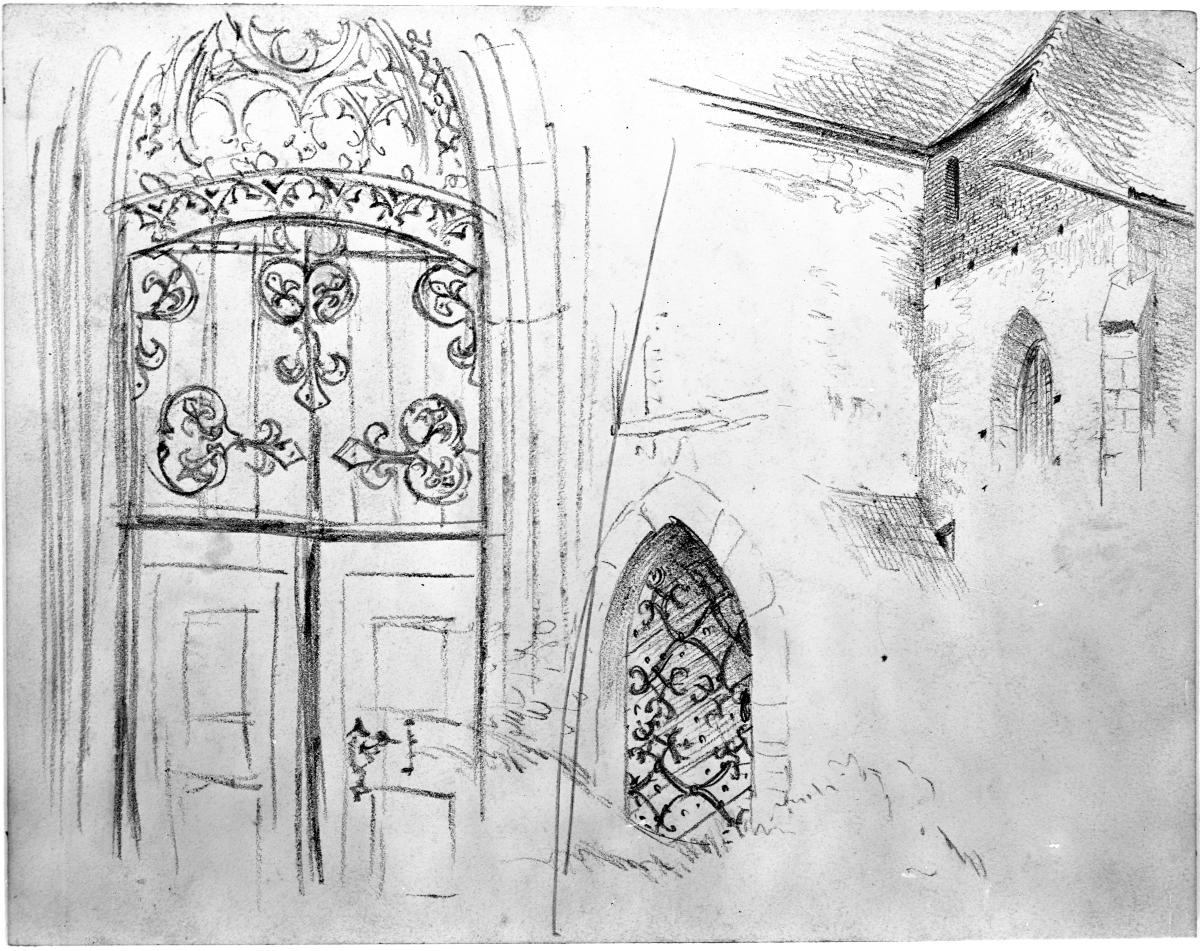 Portal, Tür und Details einer gotischen Kirche