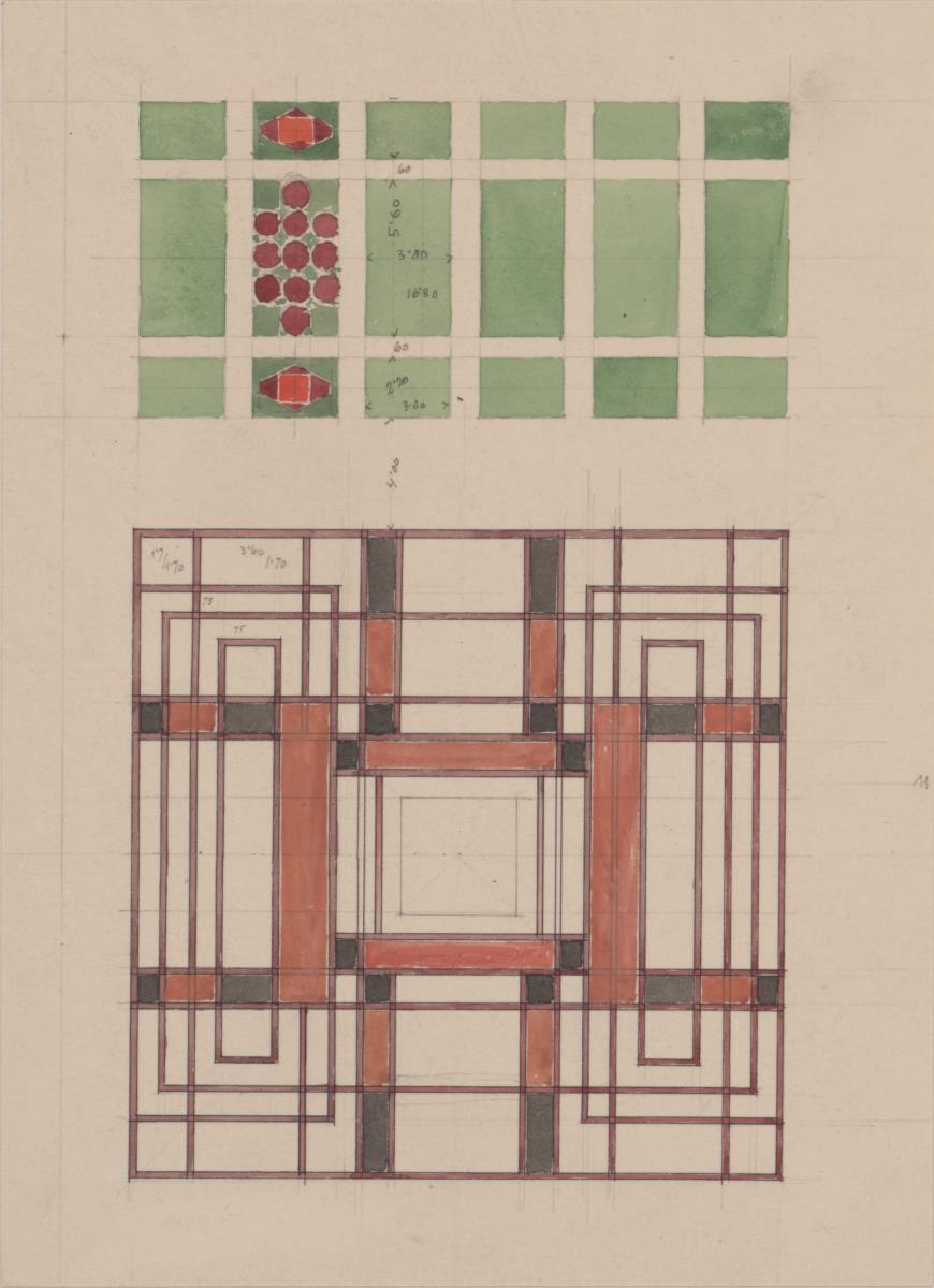 Darmstadt, Gartenbauausstellung, Farbstudie für einen Teil des Parterre vor der Terrasse