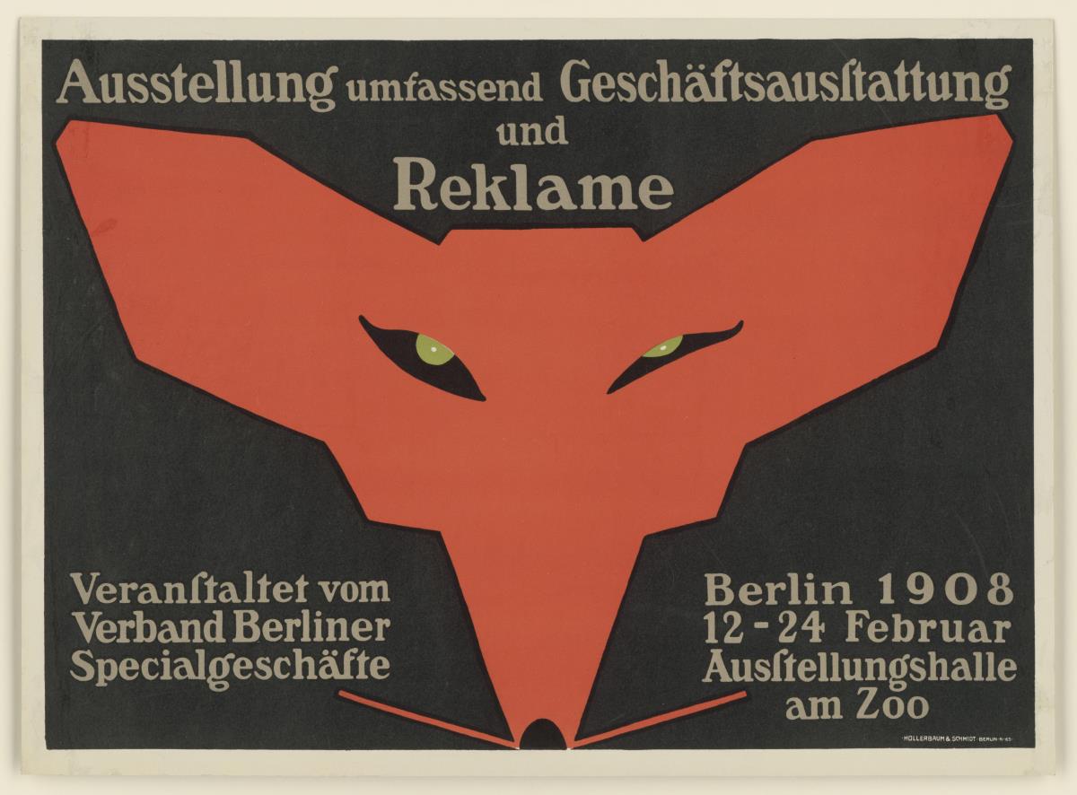 Ausstellung umfassend Geschäftsausstattung und Reklame