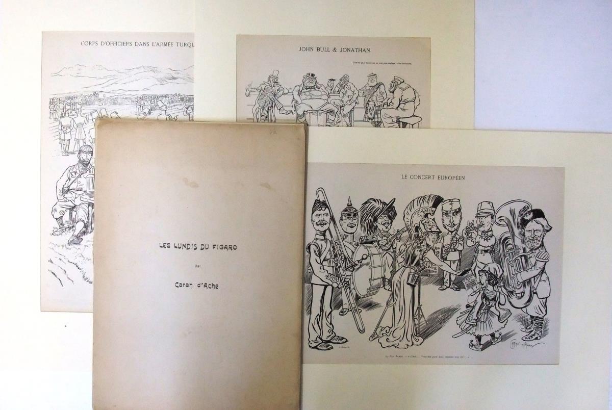 Mappe französischer Karikaturen aus dem Ersten Weltkrieg "Les Lundis du Figaro Par Caran d'Ache"