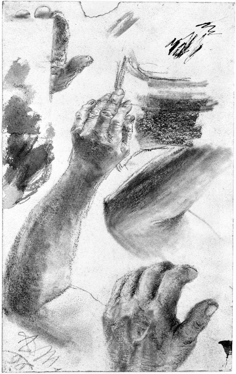 Rechte Arm- und Handstudien. Modellstudie zum "Akademieblatt" 1896
