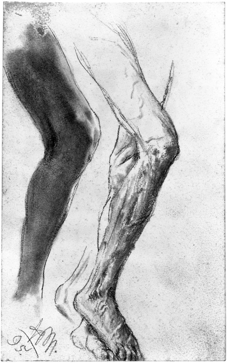 Beinstudien. Modellstudie zum "Akademieblatt" 1896