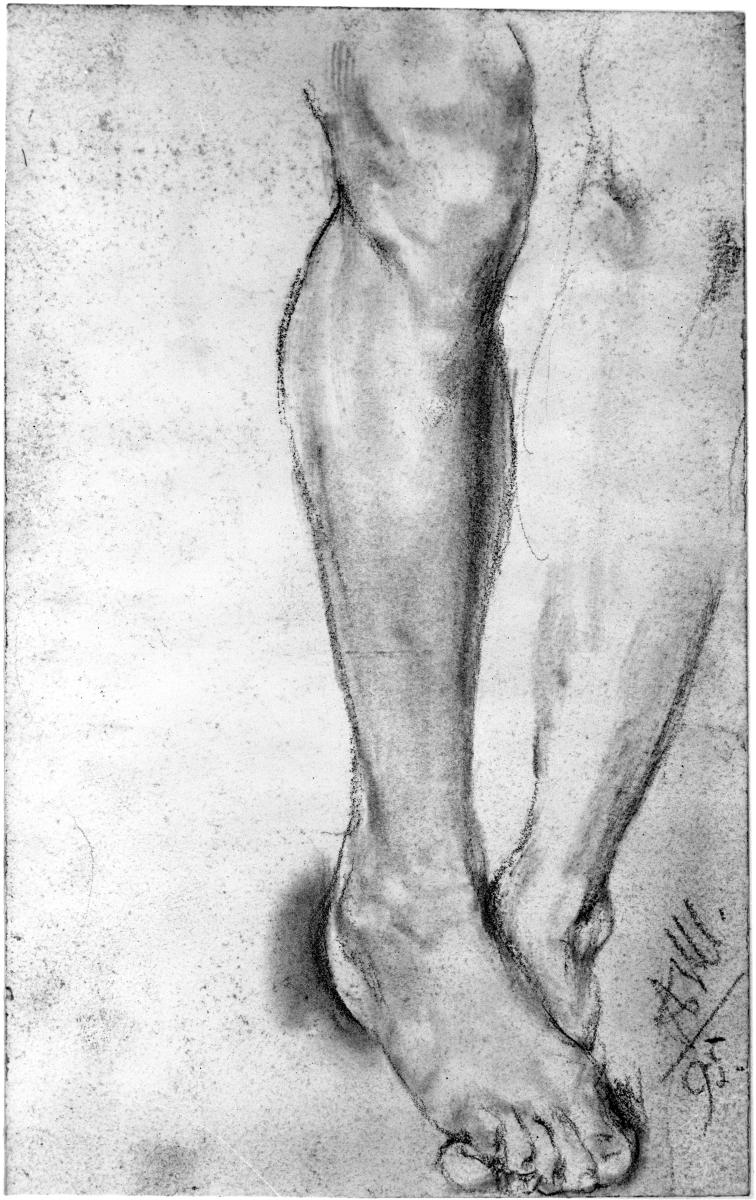 Beinpaar mit übereinandergestellten Füßen. Modellstudie zum "Akademieblatt" 1896