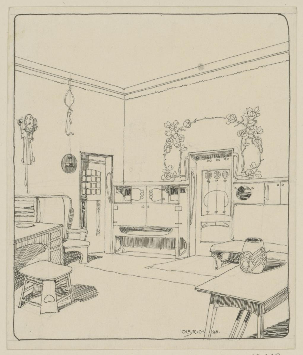 Hinterbrühl, Villa Friedmann, Damenzimmer, Perspektive
