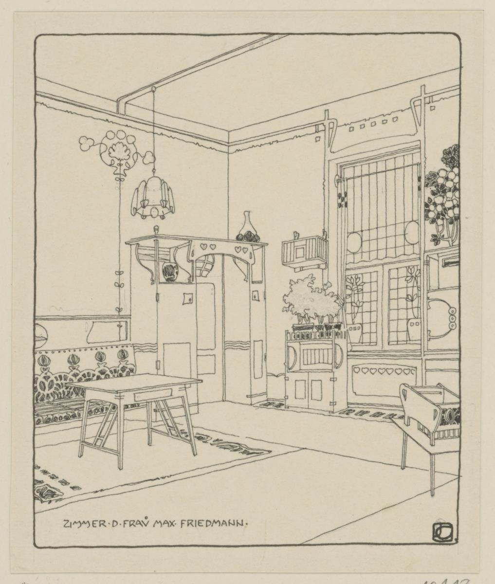 Hinterbrühl, Villa Friedmann, Damenzimmer, Perspektive