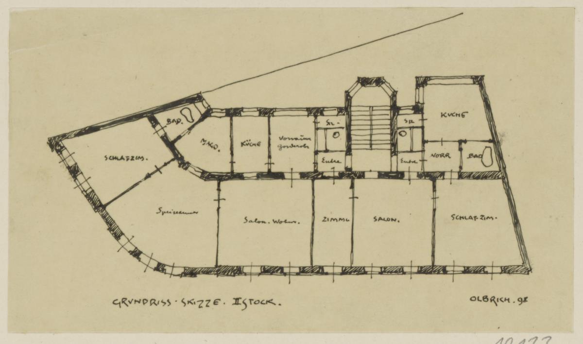 Troppau, Café Niedermeyer, Grundriss des zweiten Obergeschosses