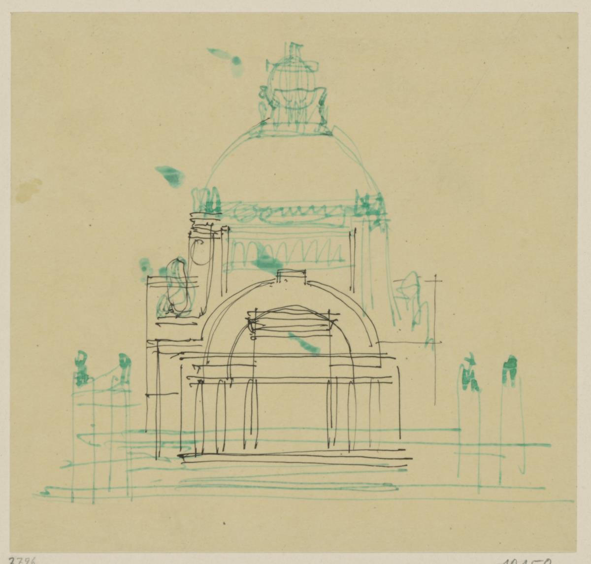 Wien, Projekt Kaiser Franz Joseph Jubiläumskirche, Skizzenblatt mit Fassade