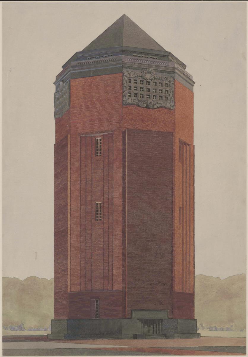 Hamburg, Wasserturm in Winterhude, Perspektive
