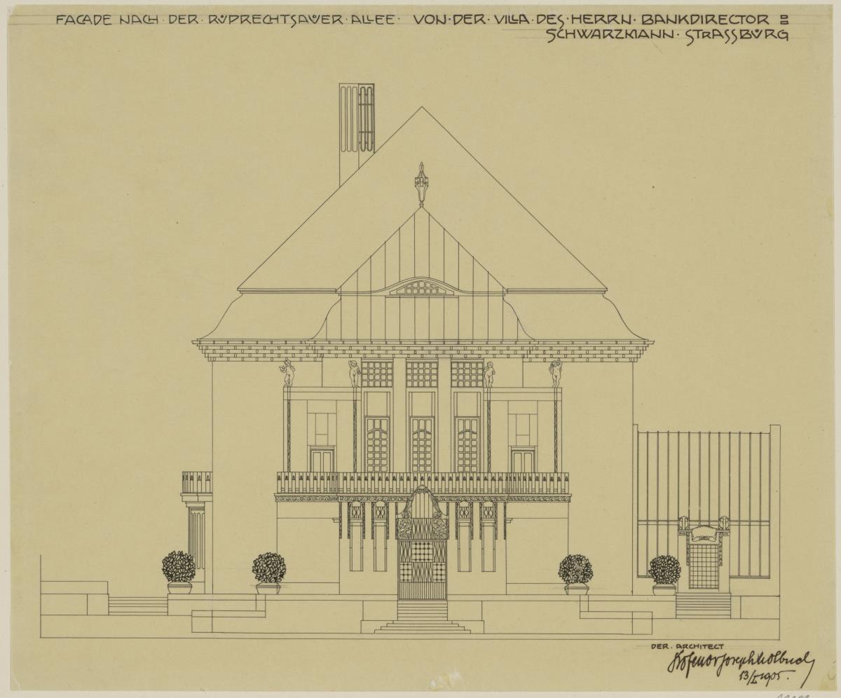 Strassburg, Projekt Villa Schwarzmann, Aufriss der Nordwestfassade