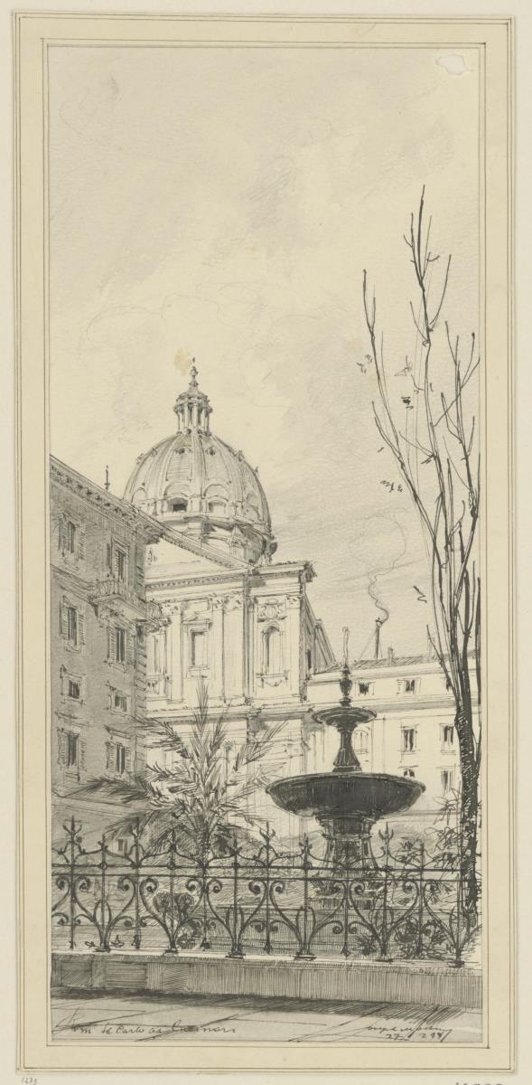Reisestudien, Rom, S. Carlo ai Catinari, Ansicht eines Teils der Hauptfassade