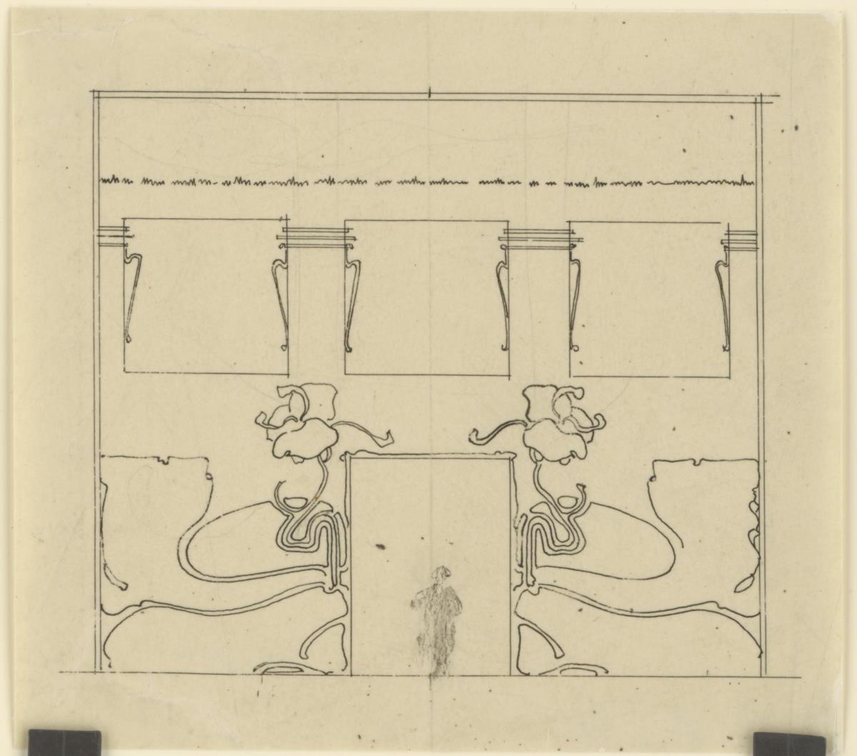 Wien, Ausstattung des Gebäudes der Gartenbaugesellschaft für die erste Secessionsausstellung, Wandaufriss