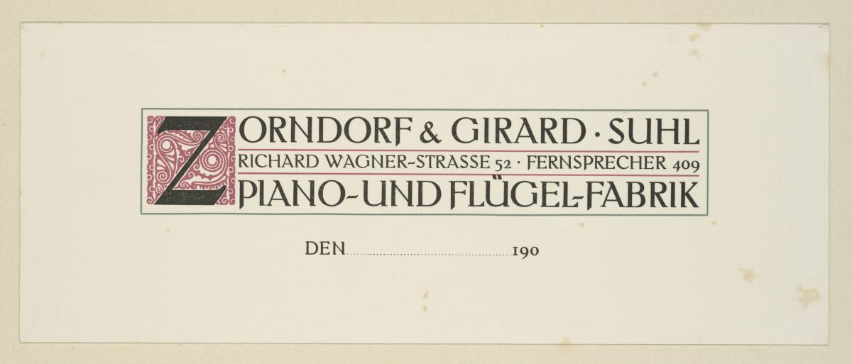 Zorndorf & Girard Suhl Piano- und Flügelfabrik