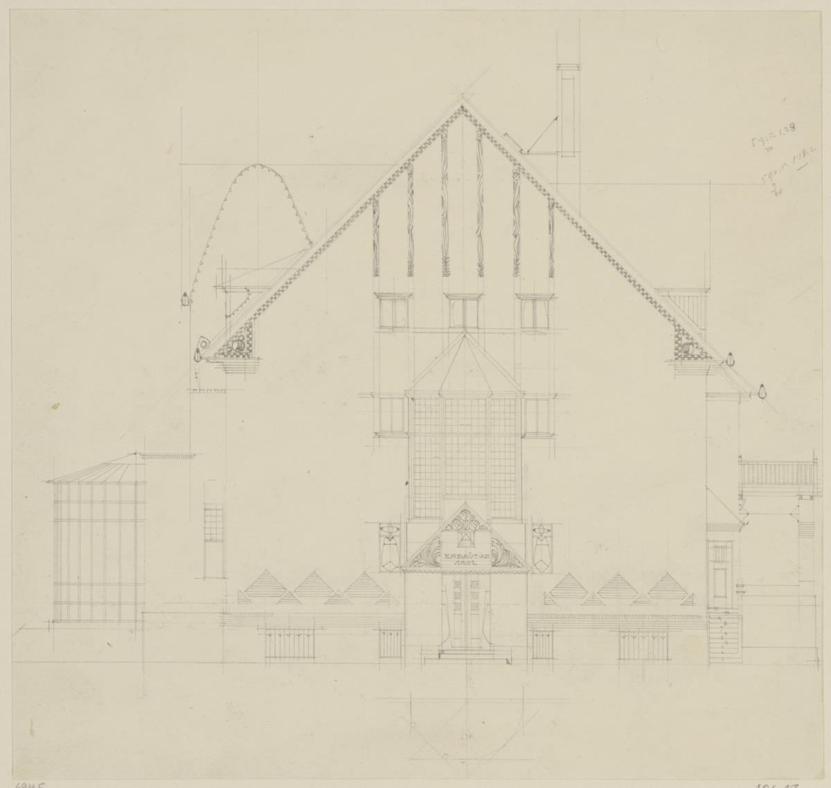 Kronberg im Taunus, Wohnhaus Hochstrasser, Aufriss der Ostfassade