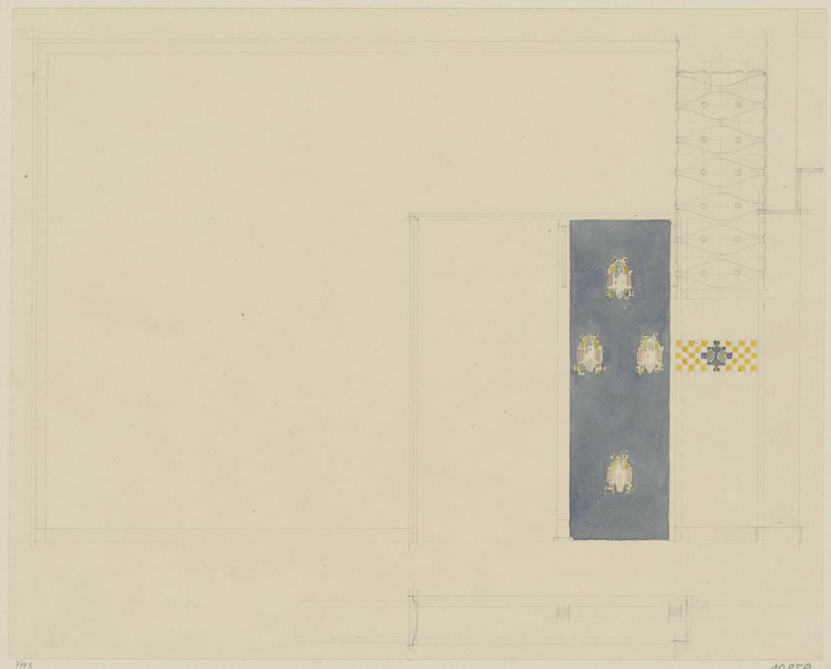 St. Louis, Sommersitz eines Kunstfreundes auf der internationalen Ausstellung, Teezimmer, Raum 23, Aufriss der Nordostwand