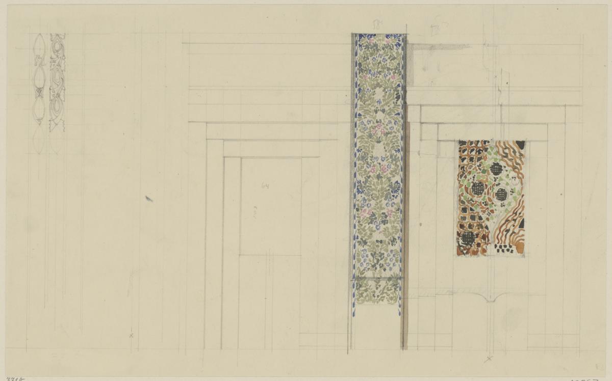 St. Louis, Sommersitz eines Kunstfreundes auf der internationalen Austellung, Bibliothek, Raum 24, Vorentwurf zur Wanddekoration