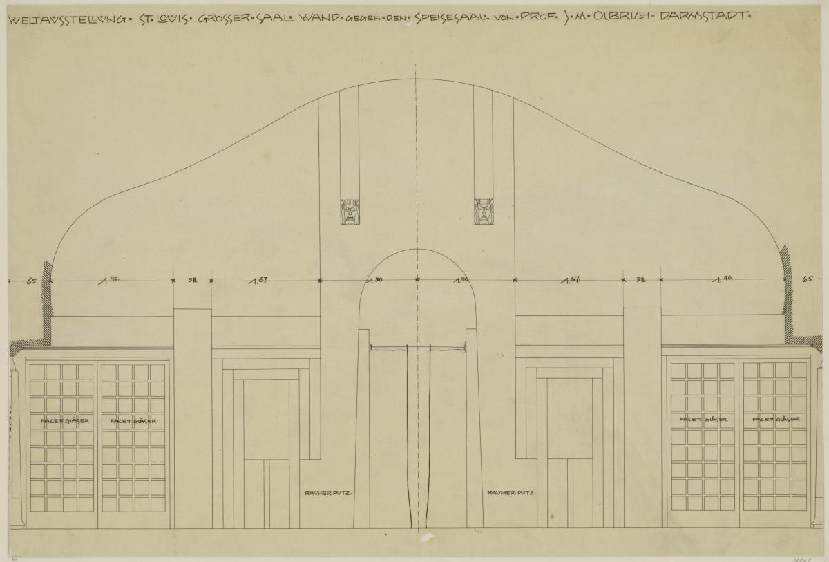 St. Louis, Sommersitz eines Kunstfreundes auf der internationalen Ausstellung, Bibliothek, Raum 24, Aufriss der Südostwand