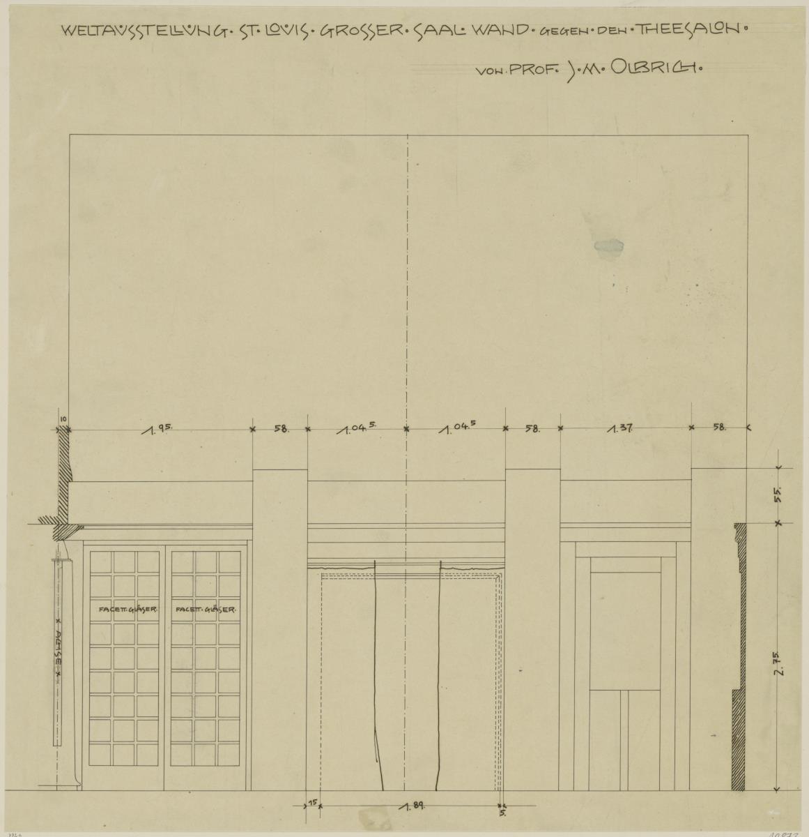 St. Louis, Sommersitz eines Kunstfreundes auf der internationalen Ausstellung, Bibliothek, Raum 24, Aufriss der Südwestwand
