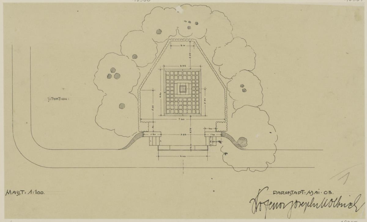 Darmstadt, architektonische Fassung des Gottfried -Schwab Denkmals, Grundriss