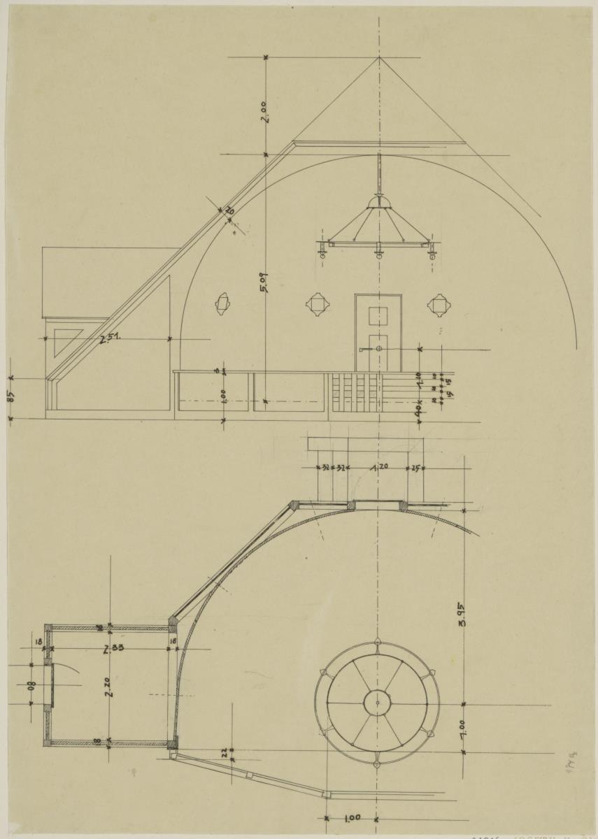 Darmstadt, provisorischer Konzertpavillon für die Künstlerkolonie Ausstellung, Aufriss und Grundriss
