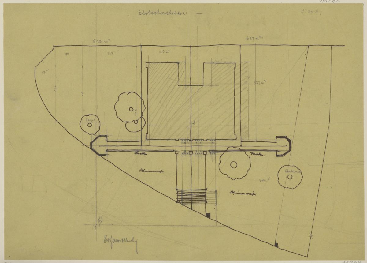 Darmstadt, Projekt Doppelhaus Cabinet, erste Version, Situationsplan