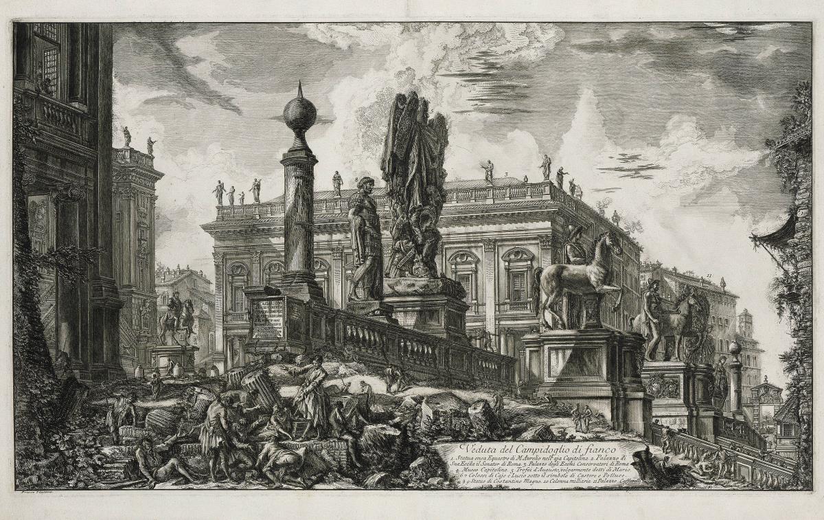 Ansicht des Kapitols von der Seite (aus: Vedute di Roma)