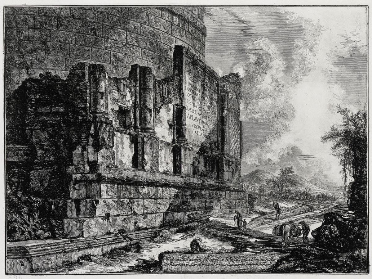 Ansicht der Überreste des Grabmahls der Plautier bei Tivoli (aus: Vedute di Roma)