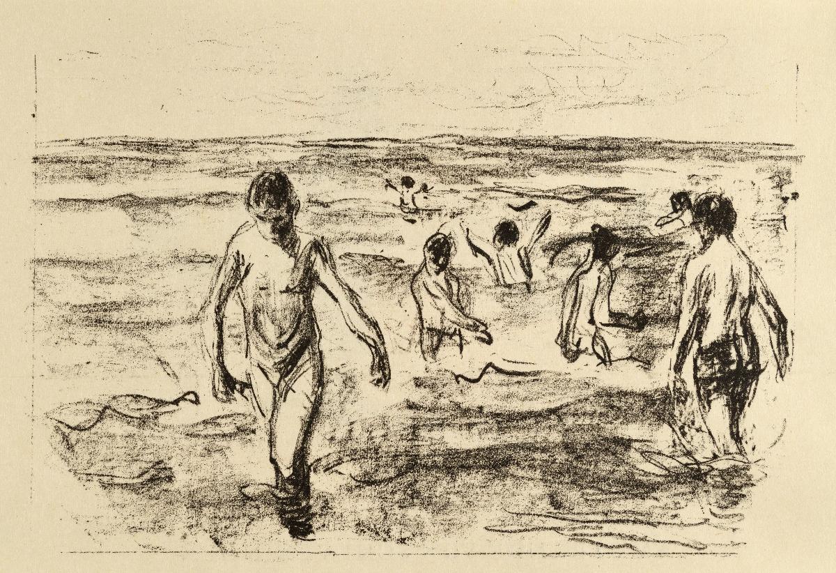 Badende Jungen im Meer