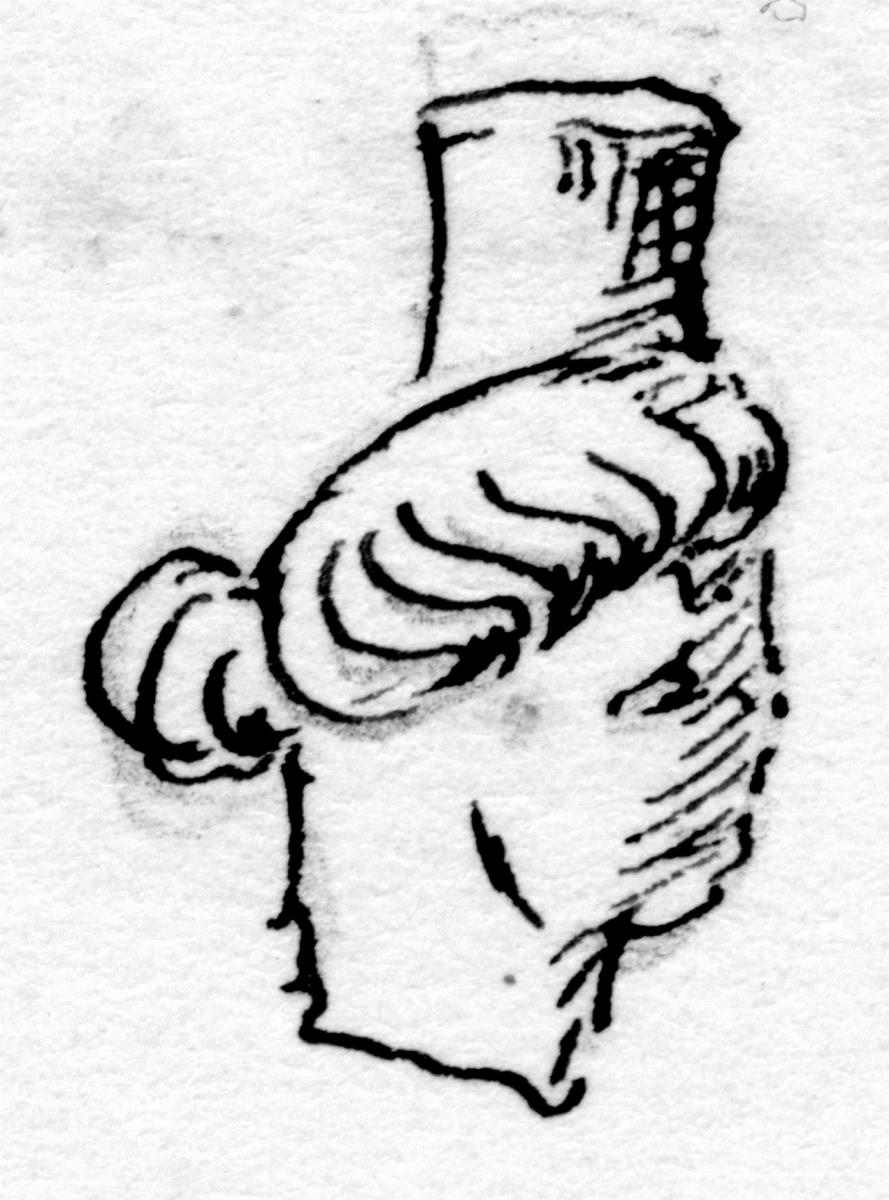 Kleines weibliches Köpfchen mit Polos, von einer römischen Statuette, stark abgerieben