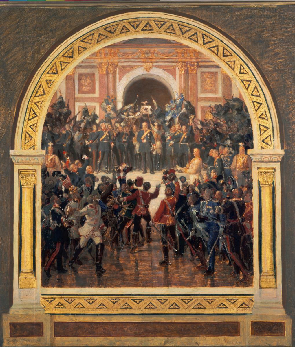 Huldigung vor Kaiser Wilhelm I. Entwurf für ein Wandbild im Kaiserhaus zu Goslar