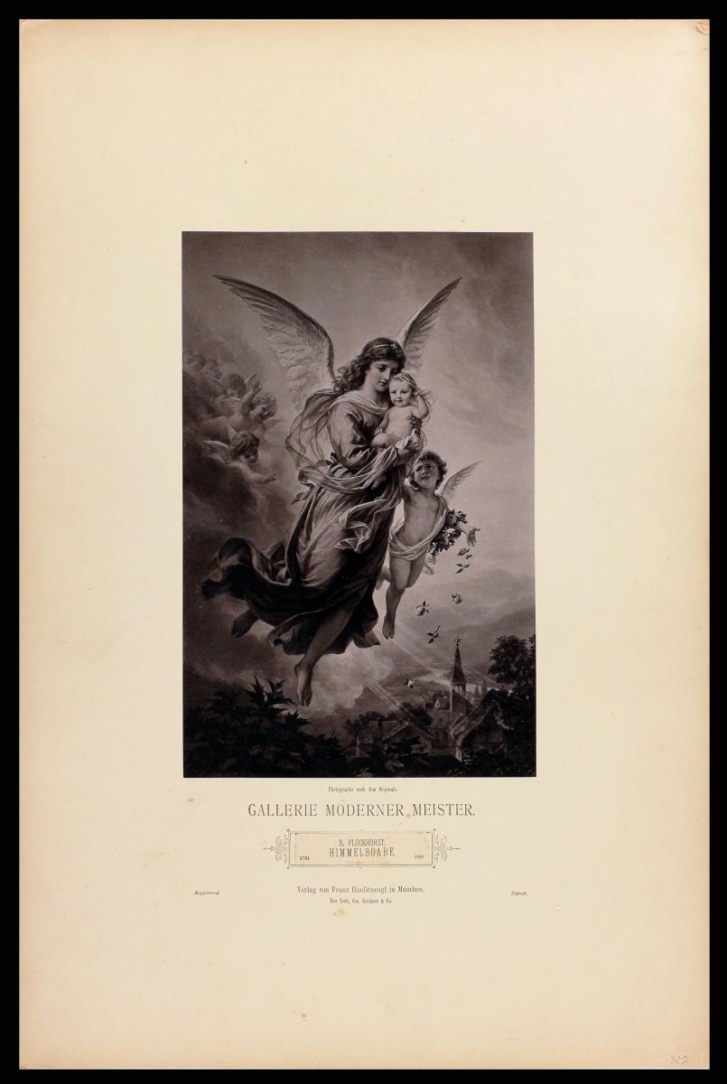 Photographie nach dem Originale Gallerie moderner Meister. B. Plockhorst. Himmelsgabe.