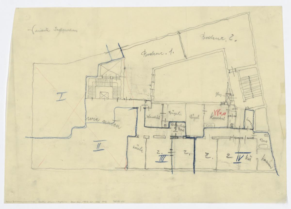 Umbau Wohn- und Geschäftshaus STERN, Agram (Zagreb), Grundriss-Skizze Dachgeschoss, Variante