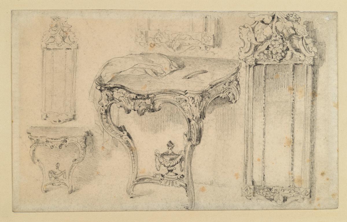 Konsoltisch und Wandschrank in Schloss Sanssouci in Potsdam