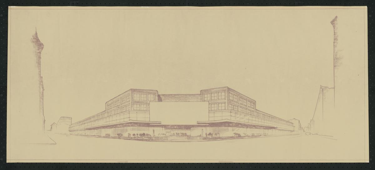 Kaufhaus Adam, Berlin, Ecke Friedrichstr./Leipziger Str., Ansicht, Lichtpause