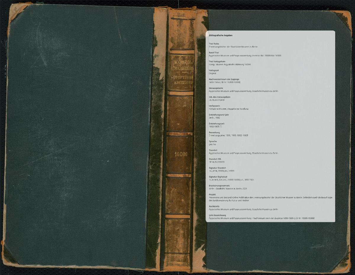 Königl. Museen Ægyptische Abteilung 16000