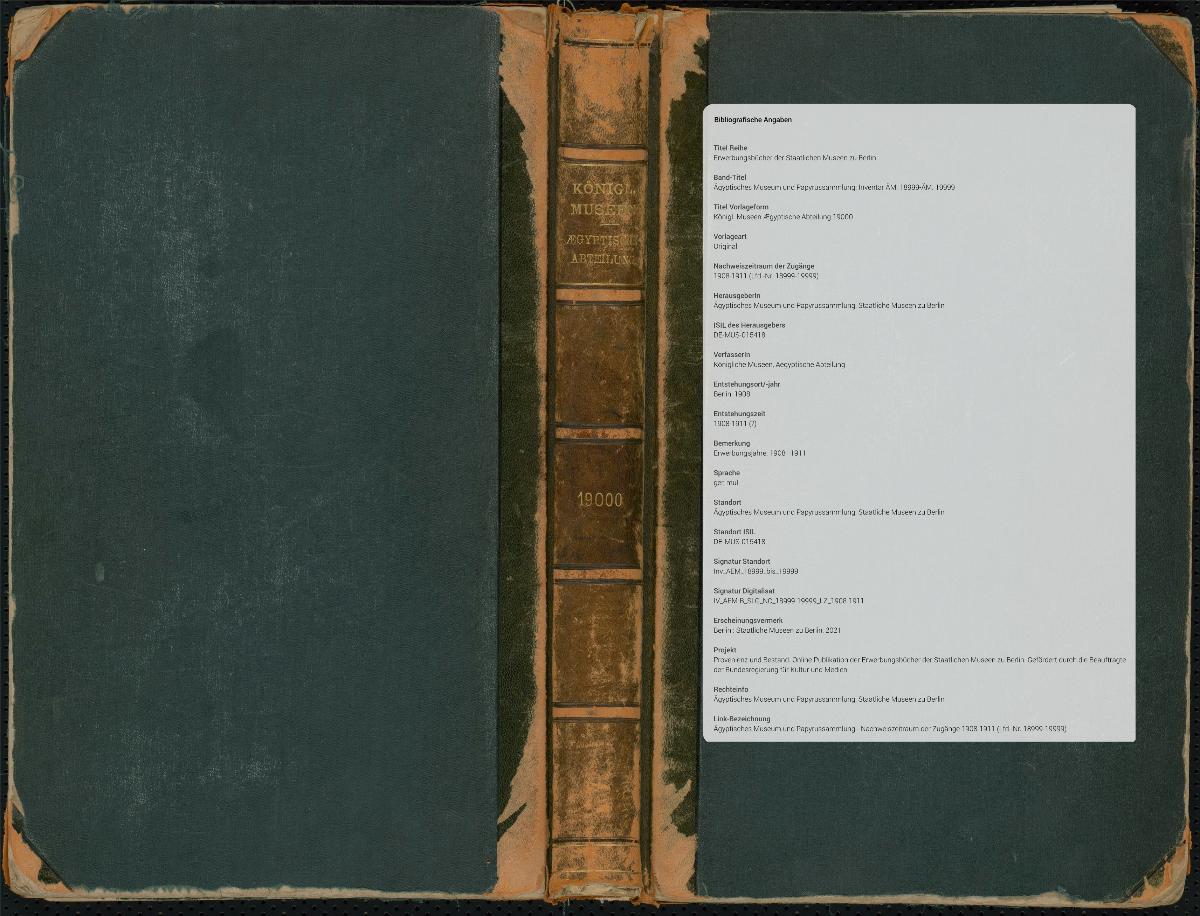 Königl. Museen Ægyptische Abteilung 19000