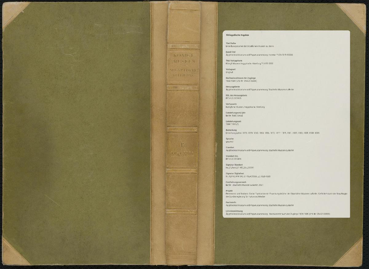 Königl. Museen Aegyptische Abteilung P. 1452-3300