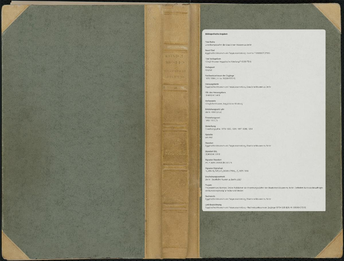 Königl. Museen Aegyptische Abteilung P. 6068-7516