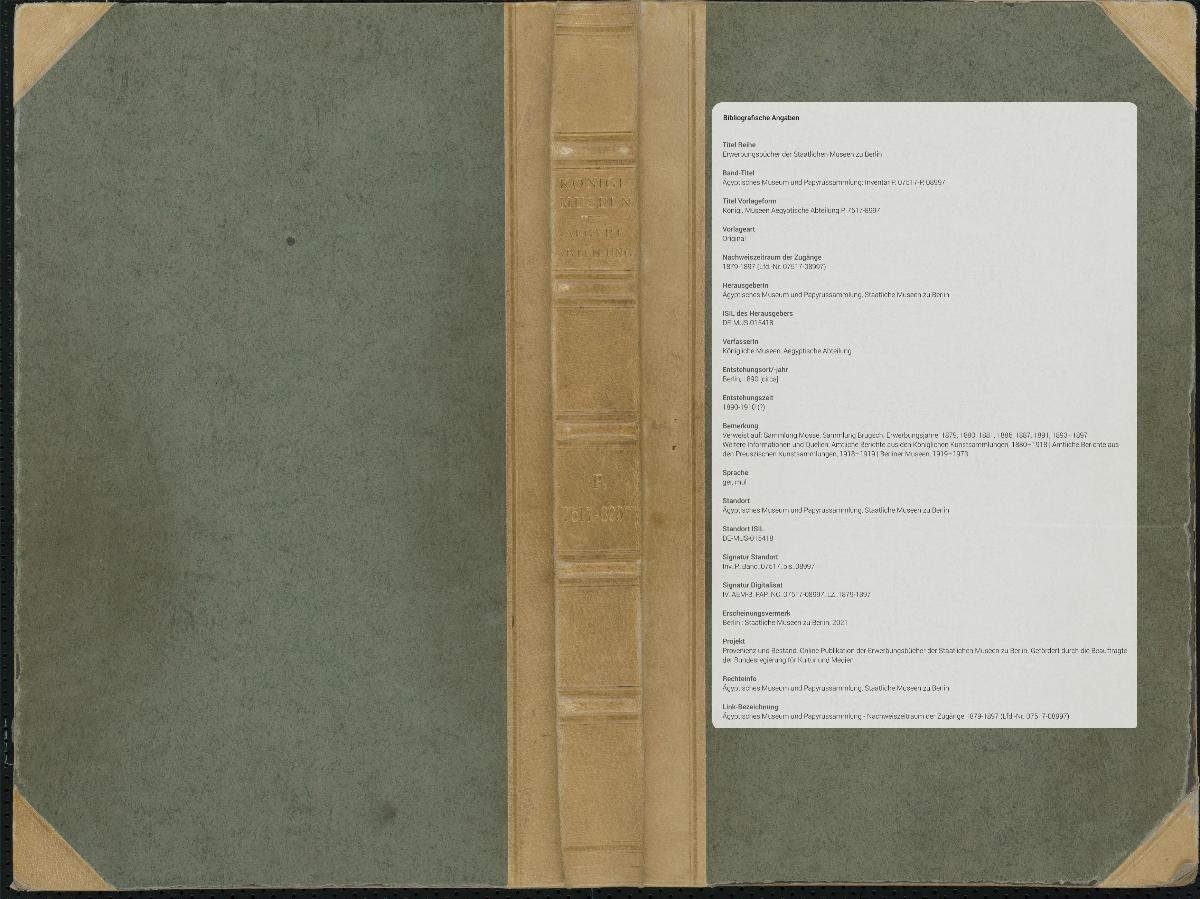 Königl. Museen Aegyptische Abteilung P. 7517-8997