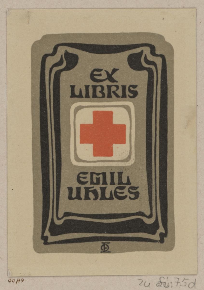 Exlibris Emil Uhles (Rotes Kreuz)