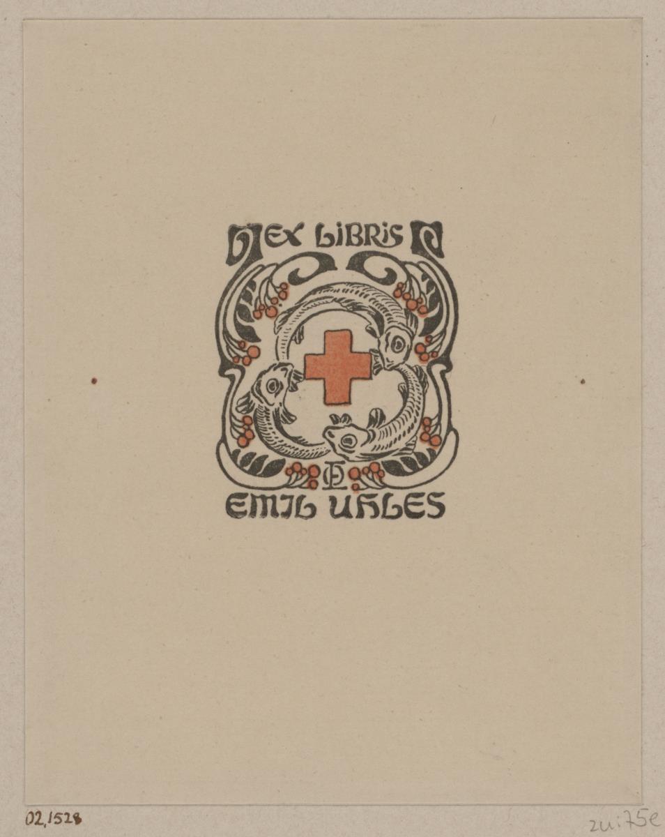 Exlibris Emil Uhles (Rotes Kreuz)