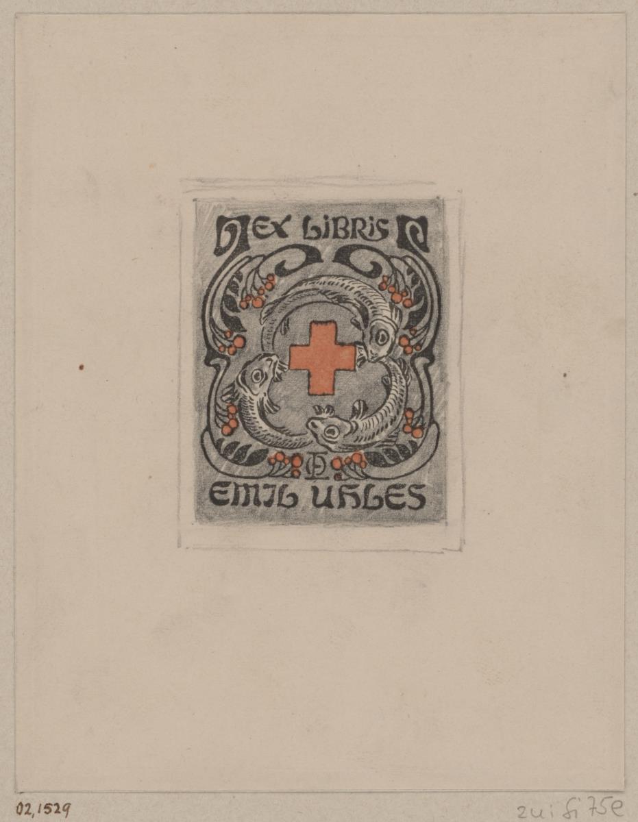 Exlibris Emil Uhles (Rotes Kreuz)