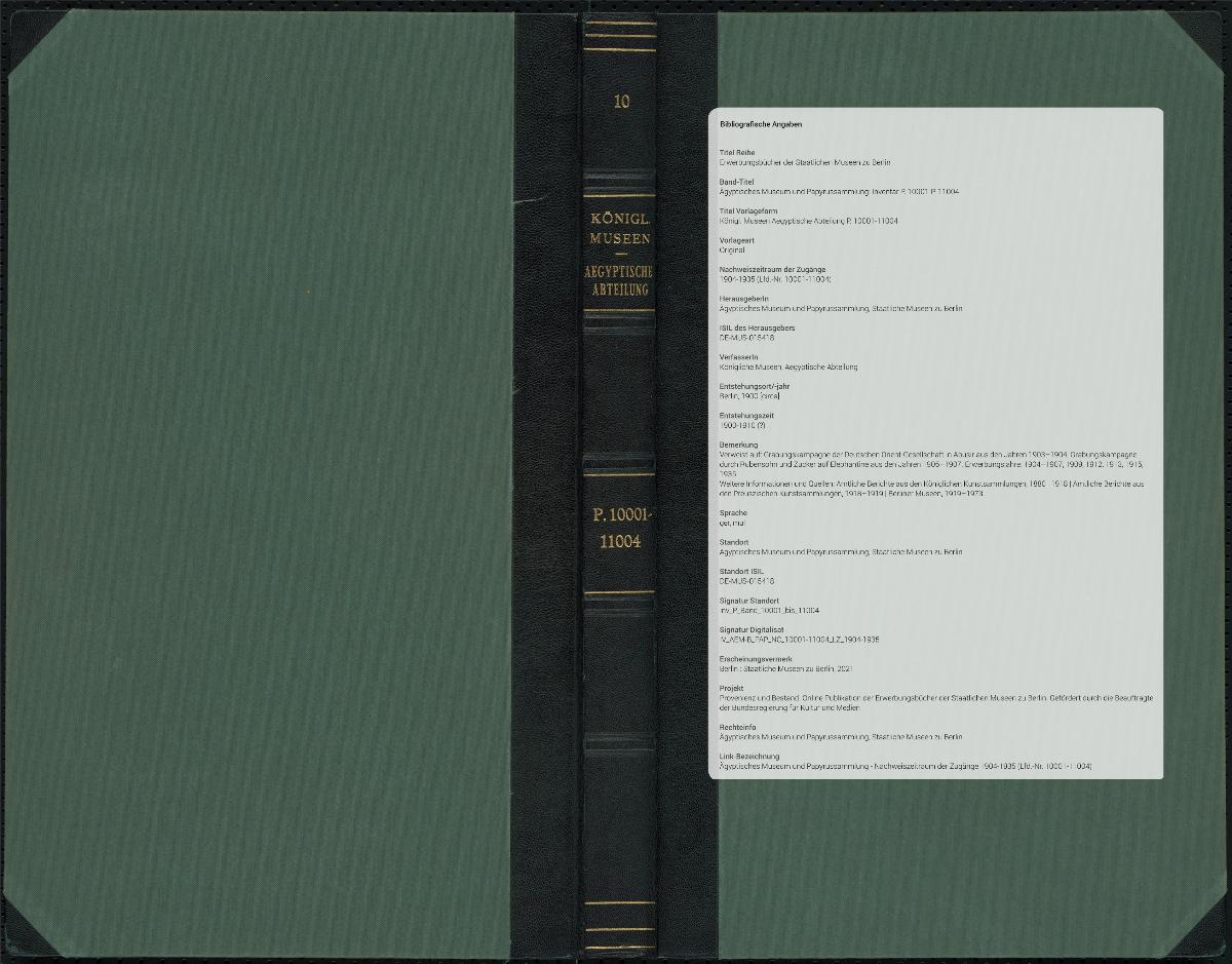 Königl. Museen Aegyptische Abteilung P. 10001-11004