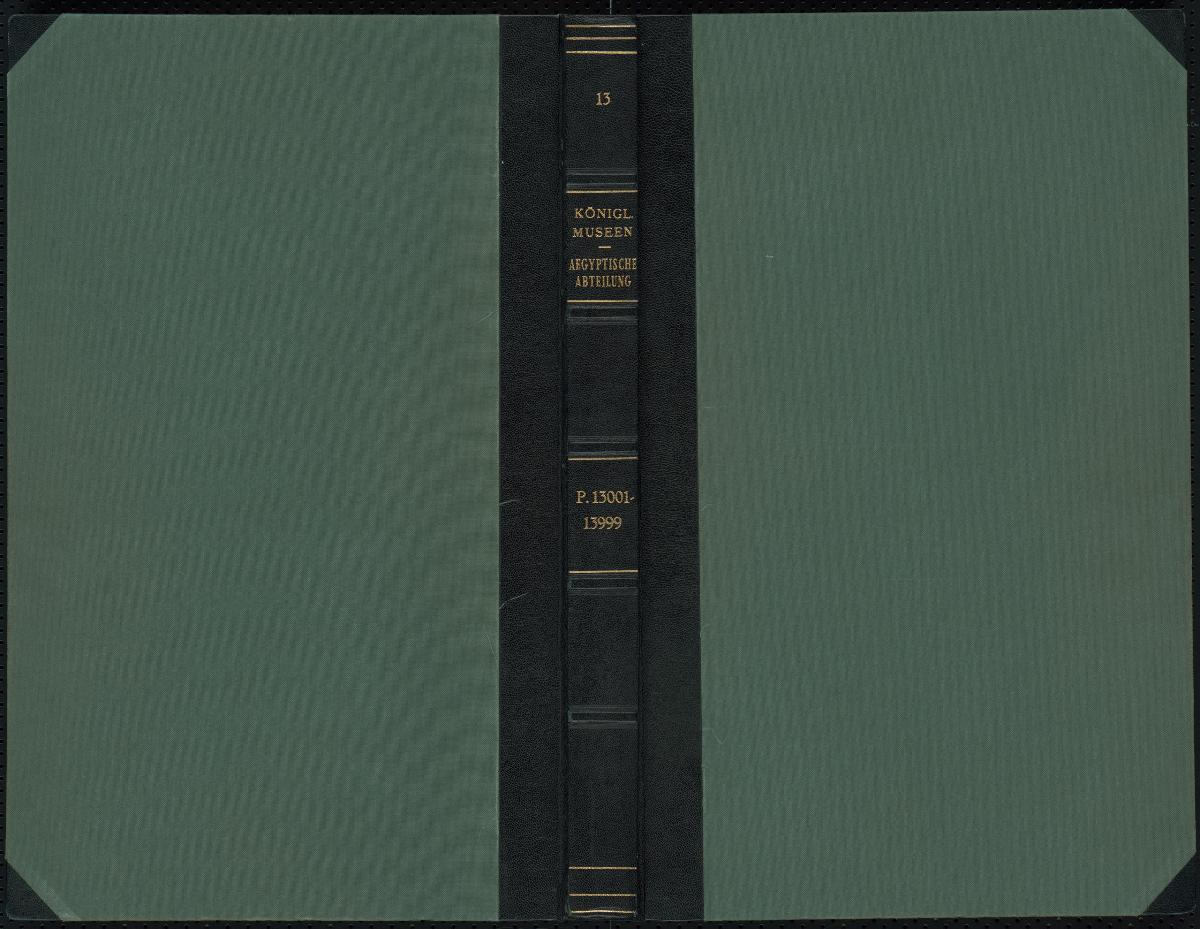 Königl. Museen Aegyptische Abteilung P. 13001-13999