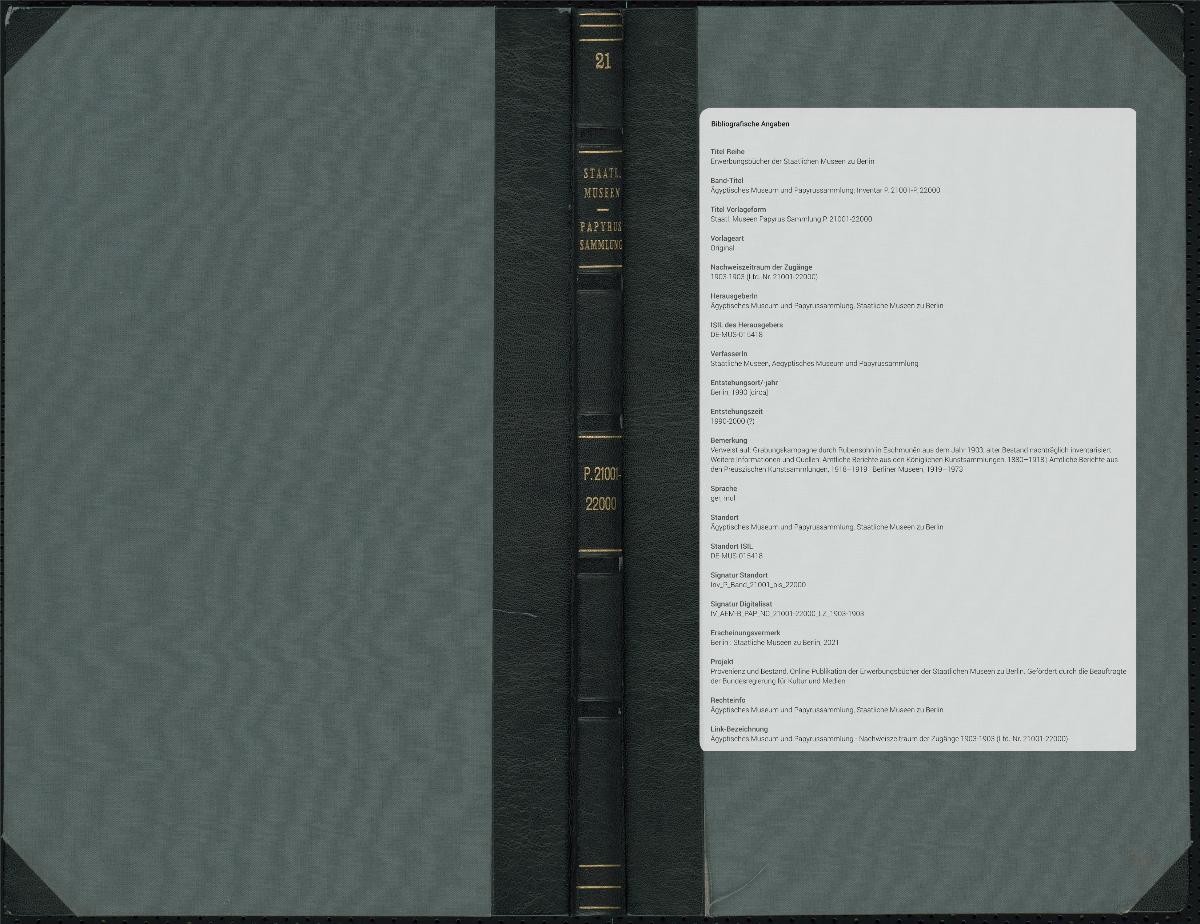 Staatl. Museen Papyrus Sammlung P. 21001-22000